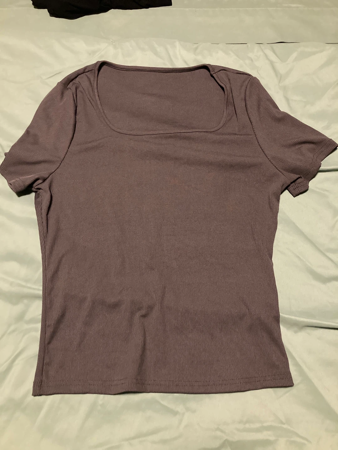 Ribbed Square Neck T-Shirt