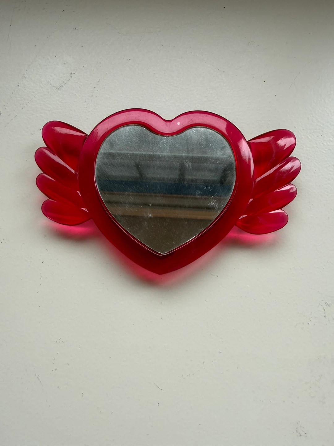 Red Heart with Wings Mirror Compact