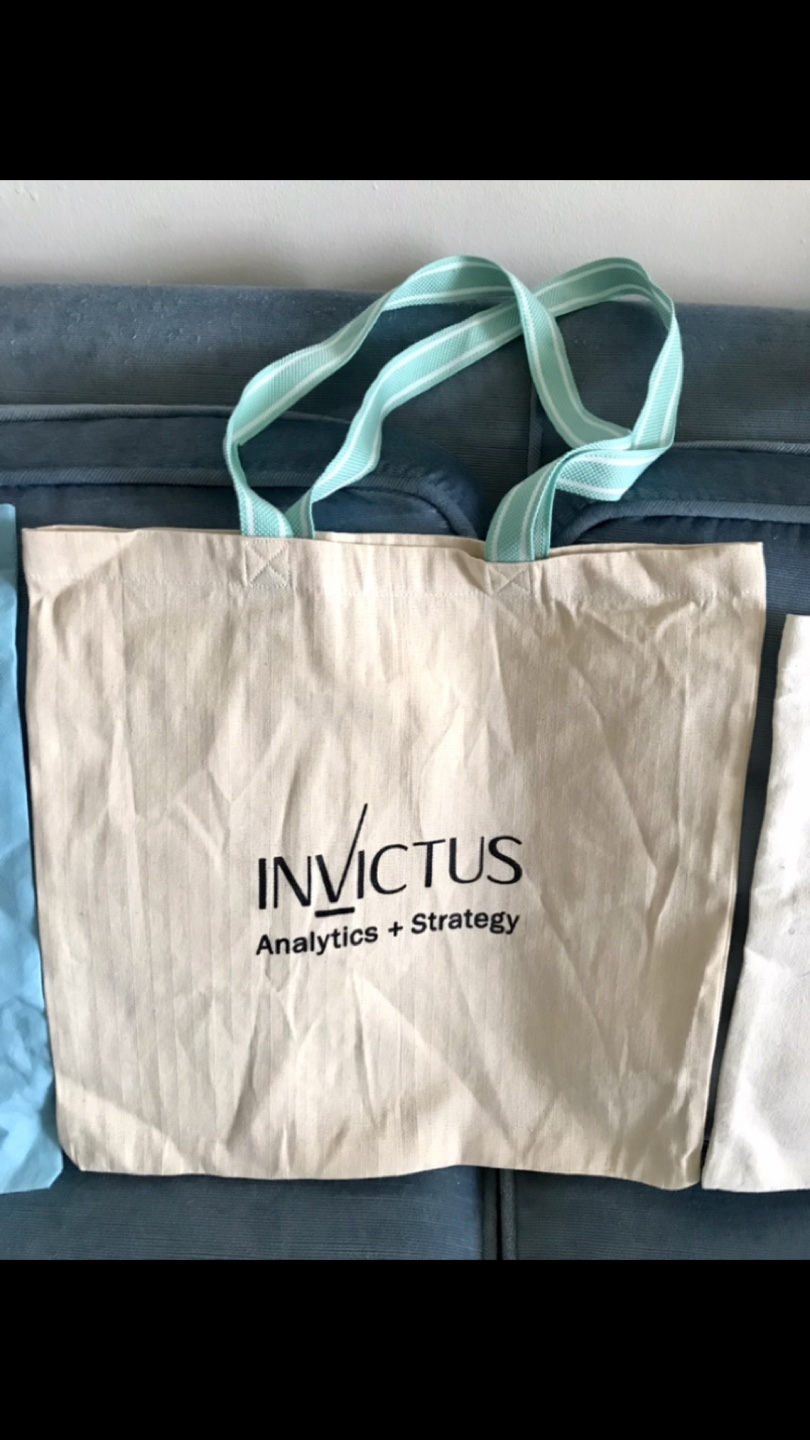 Cloth Tote - Beige with Baby Blue Striped Handles