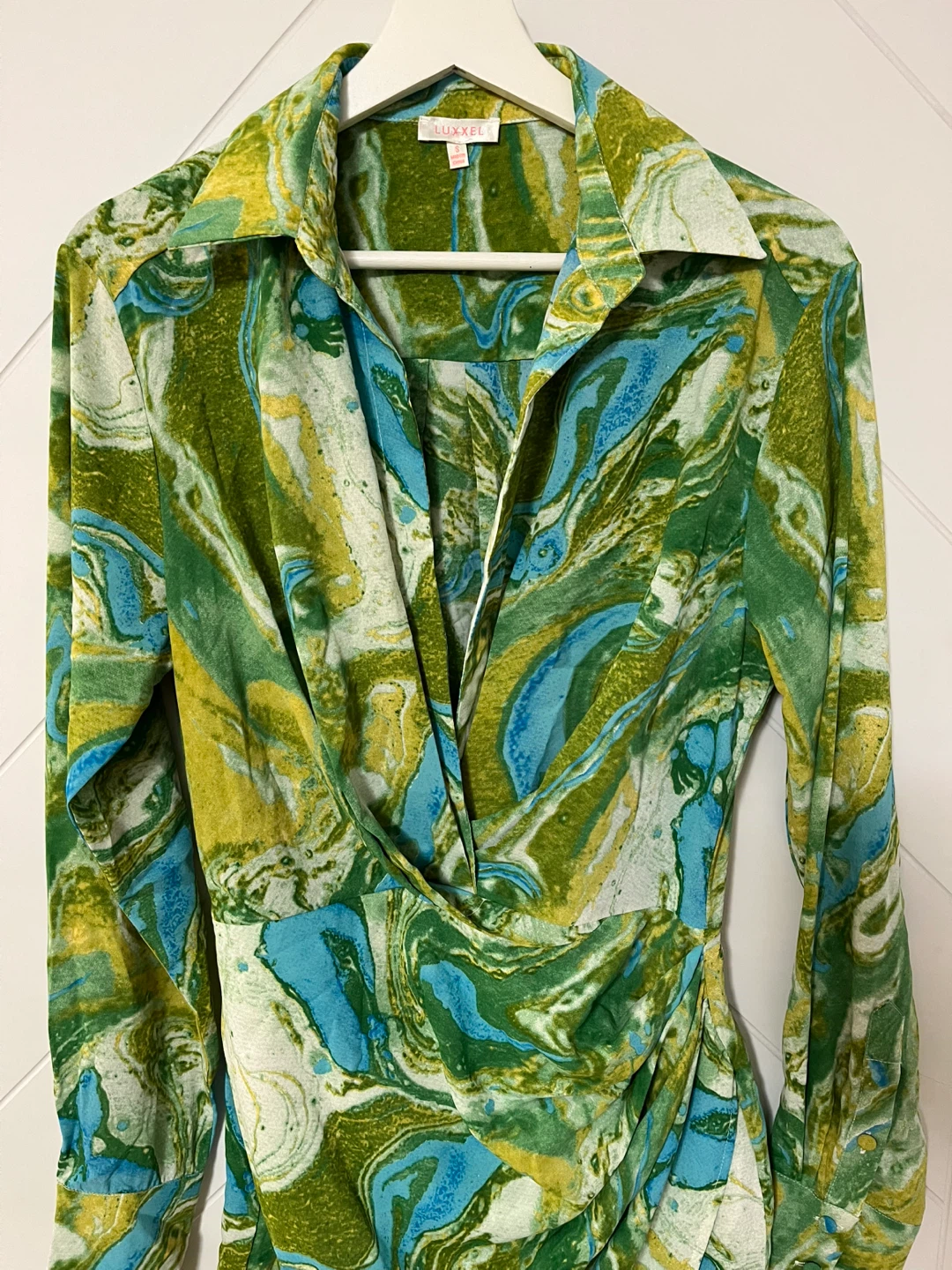 LUXXEL Swirl Print Button-Up Shirt Dress - photo 3