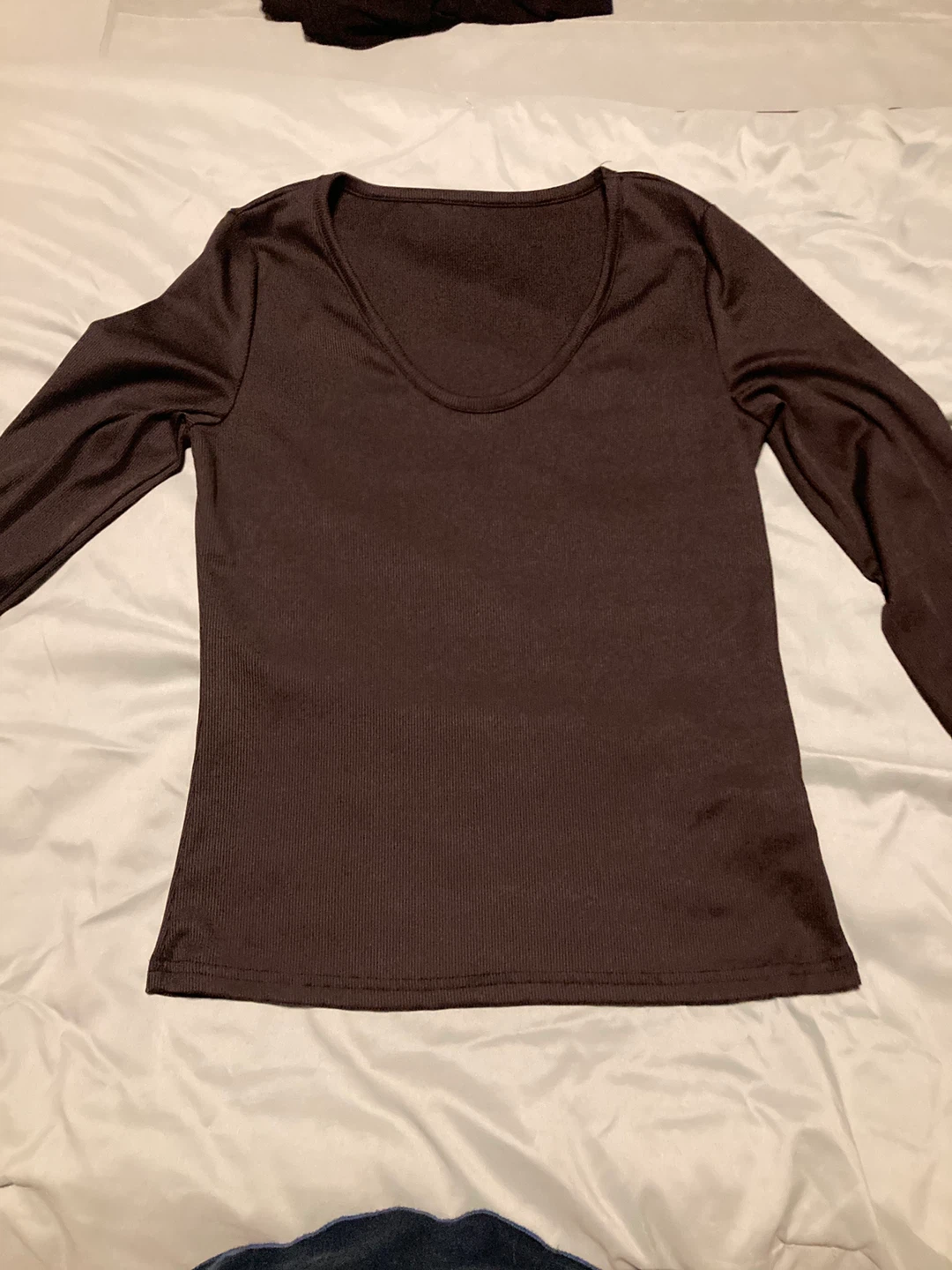 Black Long Sleeve Scoop Neck Top