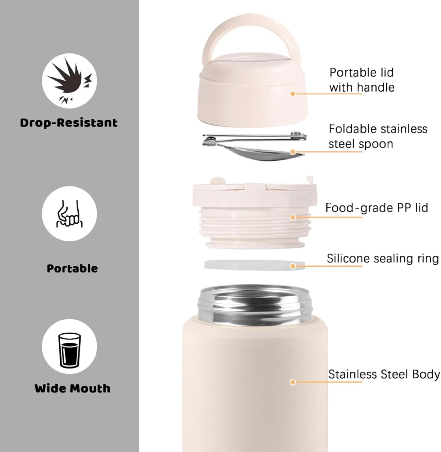 Thermo, 25oz Food Jar with Handle Spoon - photo 3