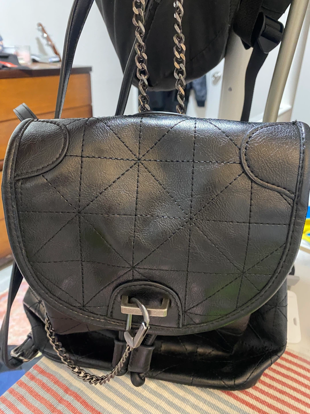 ZARA Black Quilted Backpack