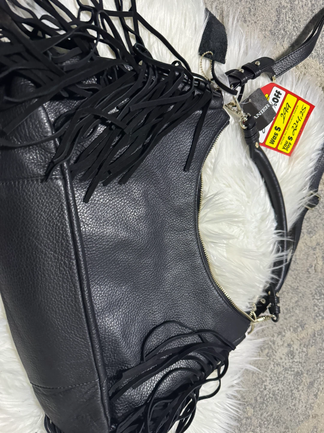 DanierWomens Rory Shoulder Bag Black Leather Fringe - photo 4