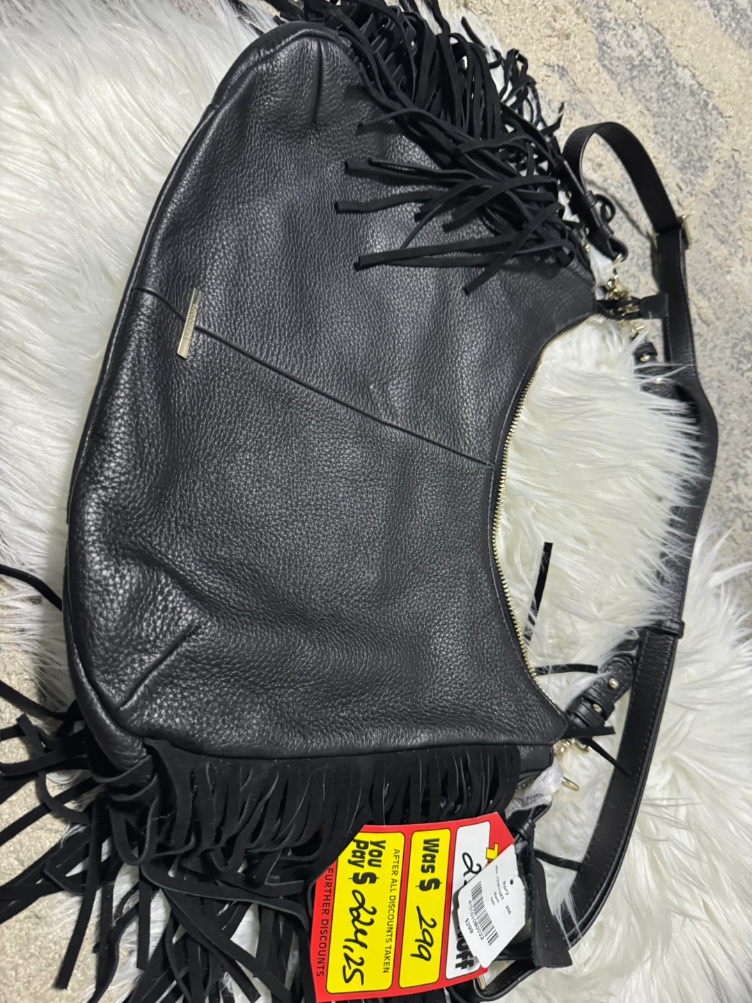 DanierWomens Rory Shoulder Bag Black Leather Fringe - photo 2
