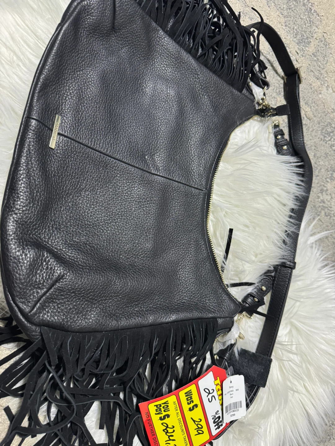 DanierWomens Rory Shoulder Bag Black Leather Fringe