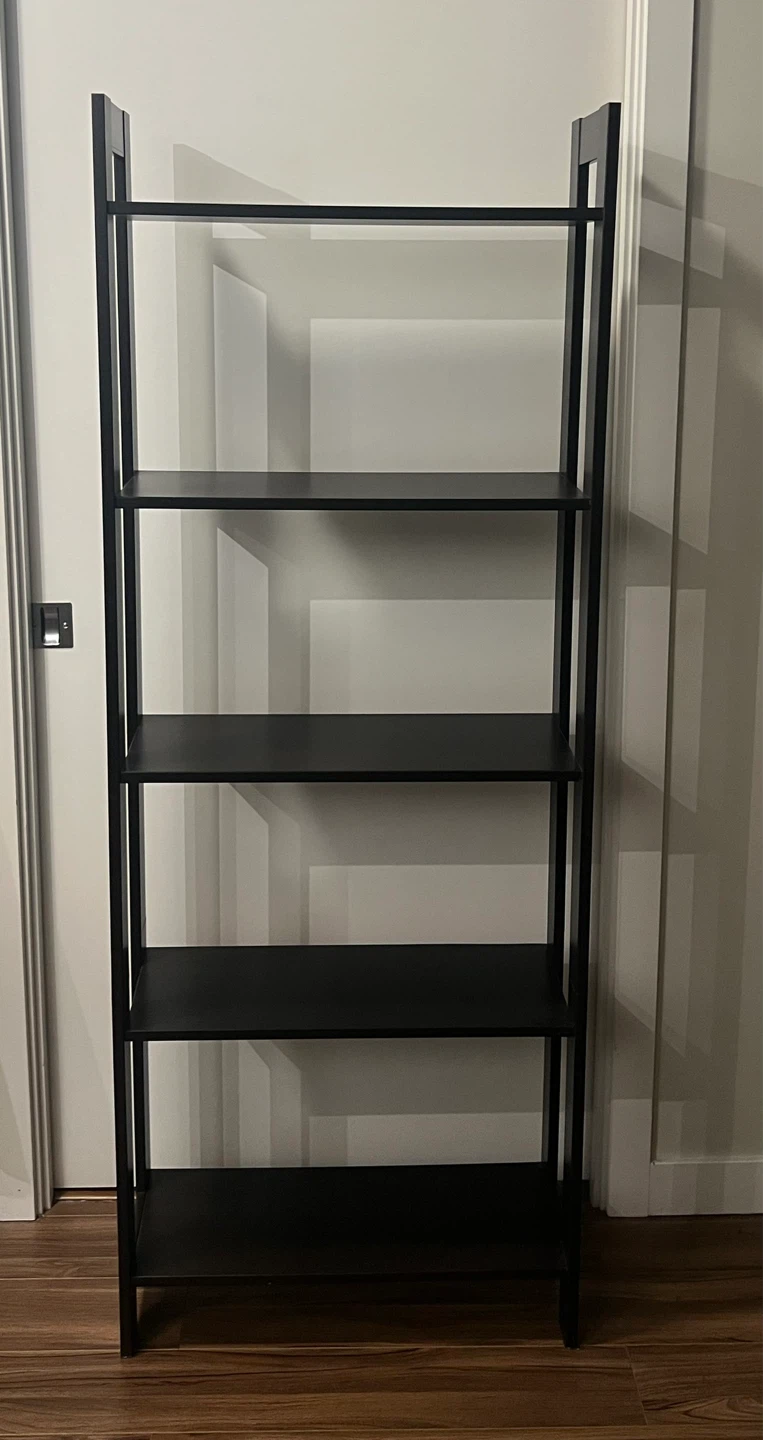 Black 5-Shelf Ladder Bookshelf - photo 2