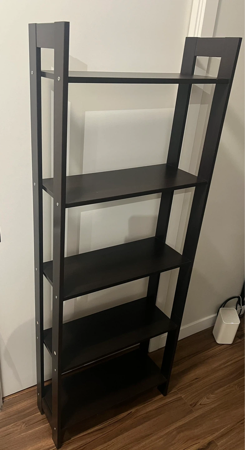 Black 5-Shelf Ladder Bookshelf