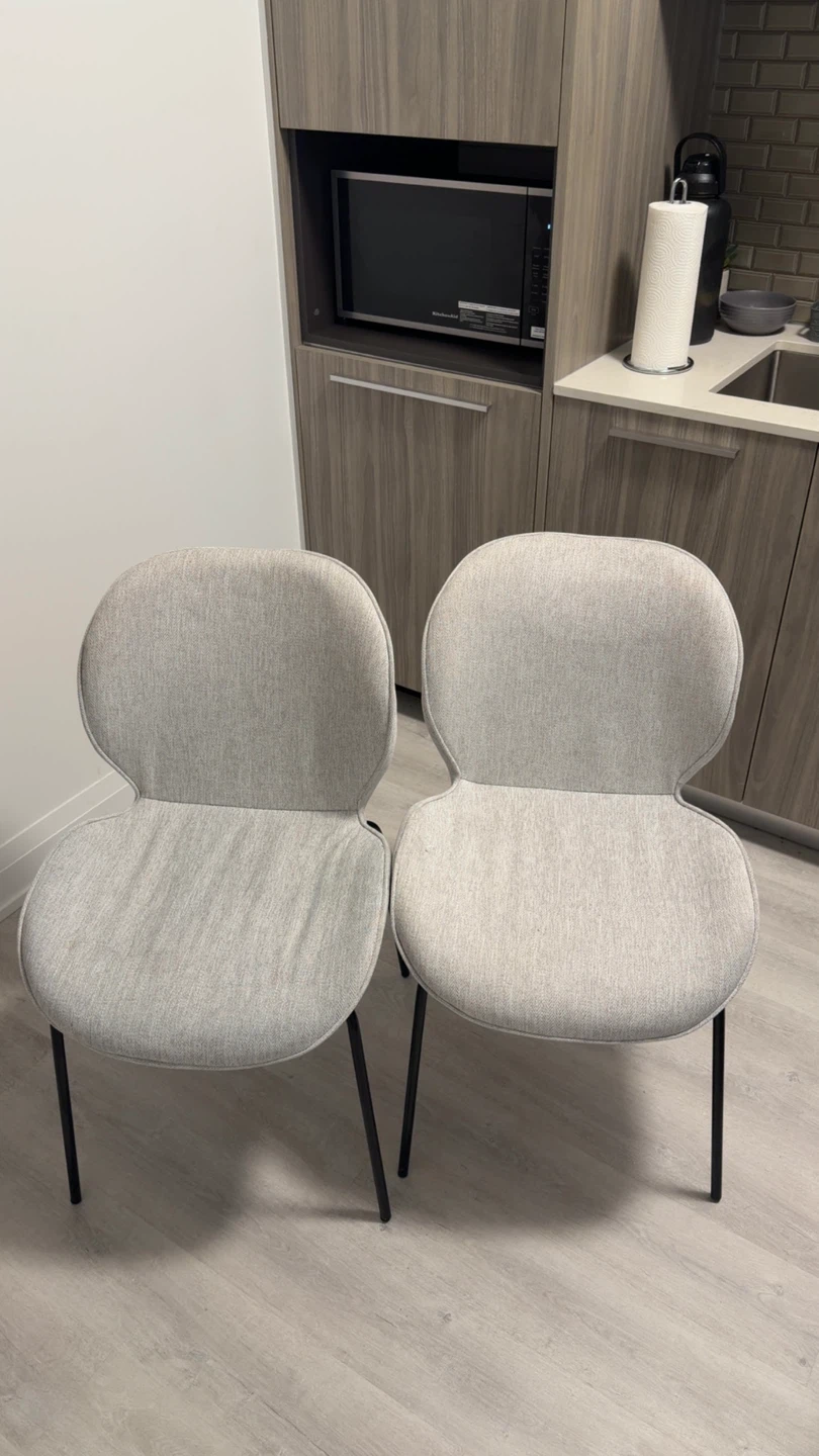 50$ Light Grey Upholstered Chairs (Set of 2)