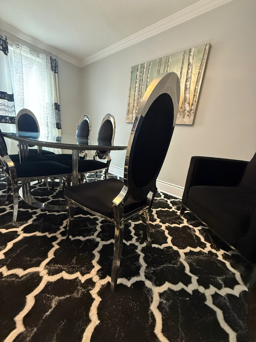 Glass Dining Table and 6 Black Chairs - photo 3