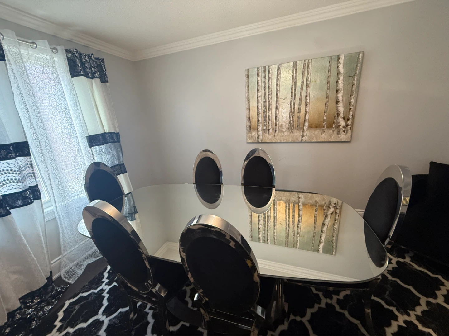 Glass Dining Table and 6 Black Chairs - photo 2