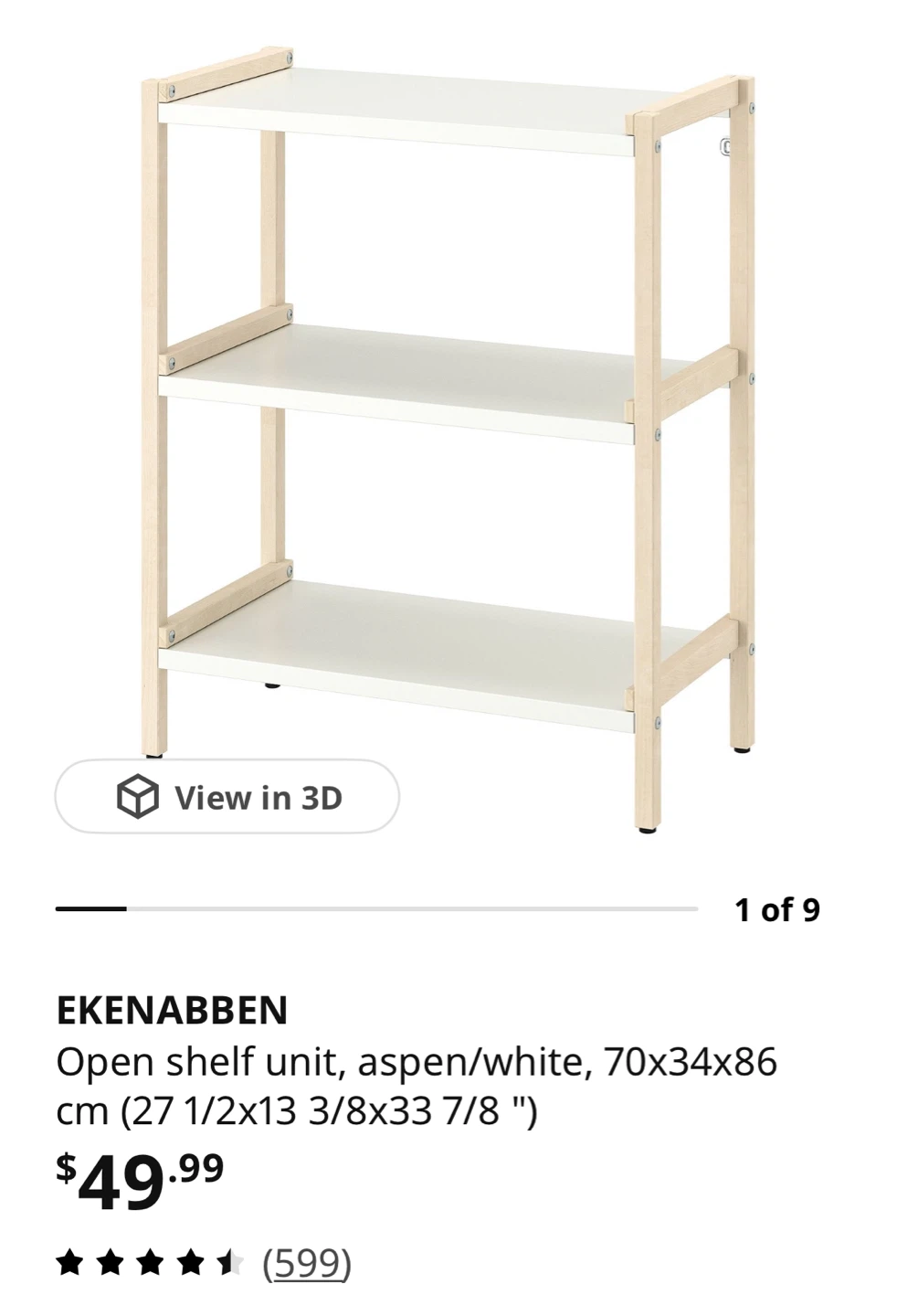 2 IKEA EKENABBEN Open Shelf Unit - Aspen/White