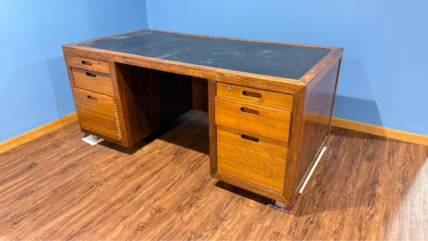 Wooden Executive Desk with Black Top