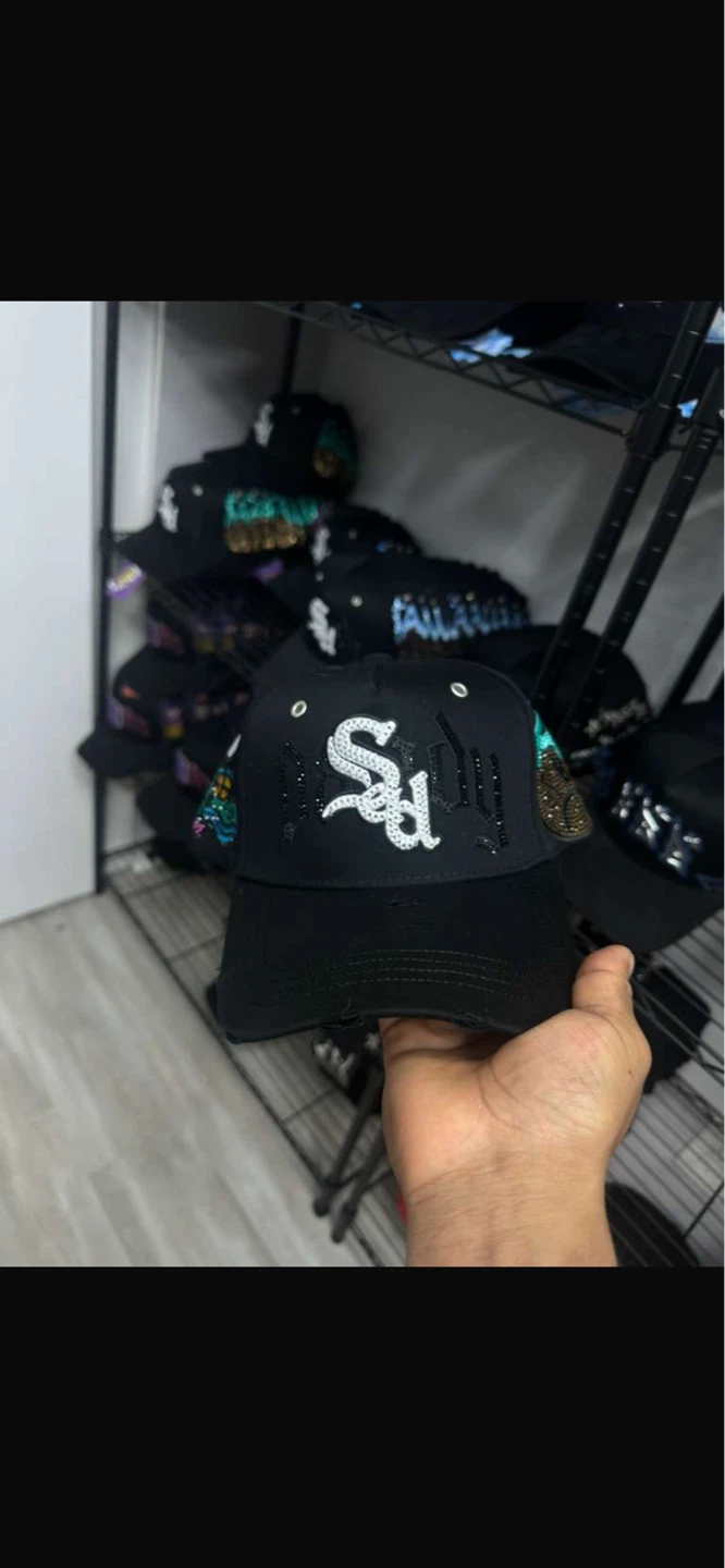 Black Baseball Cap with Rhinestone Embellishments