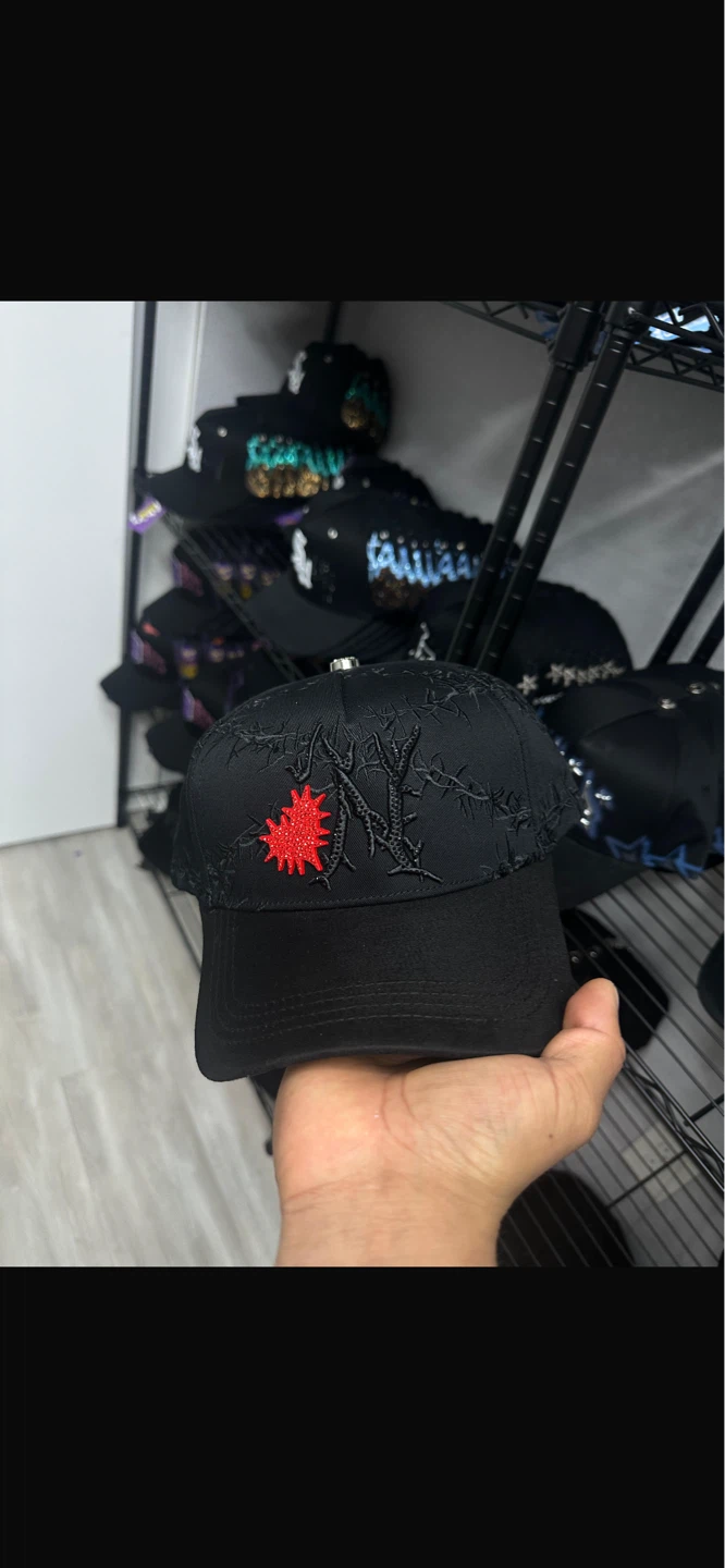 Black Baseball Cap with Rhinestone Embellishments - photo 5