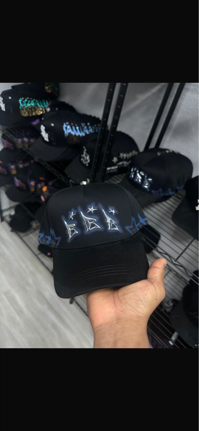 Black Baseball Cap with Rhinestone Embellishments - photo 3