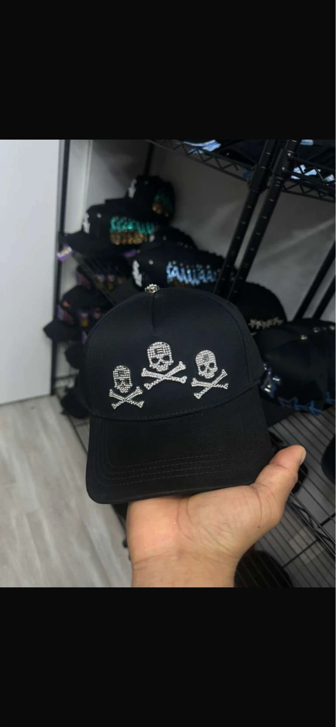 Black Baseball Cap with Rhinestone Embellishments - photo 2