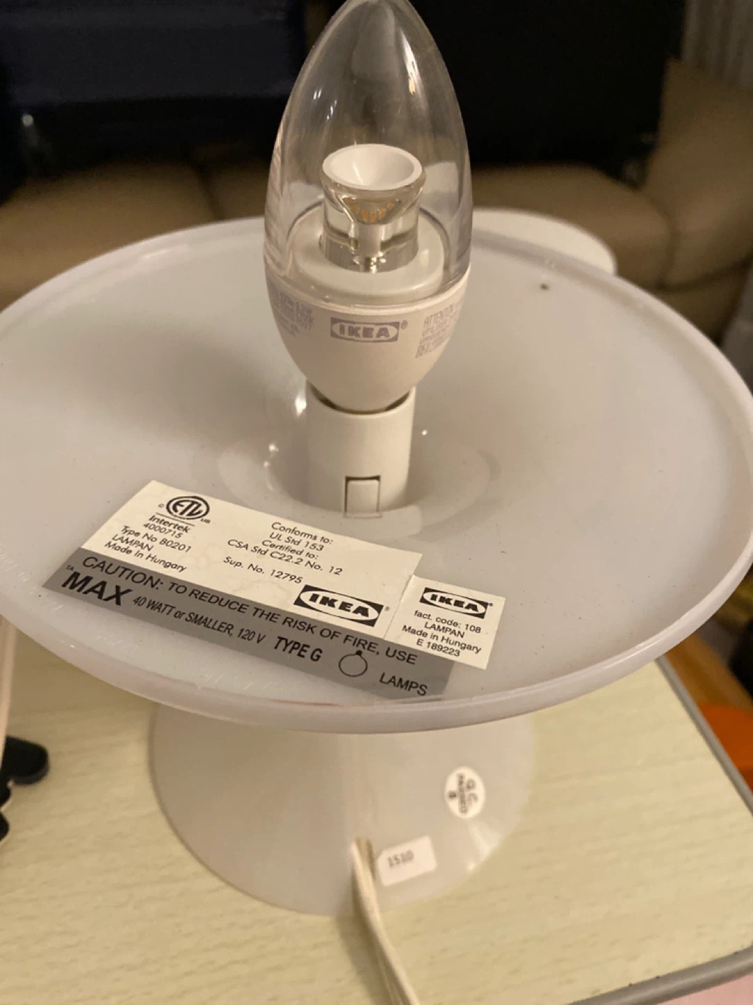 IKEA Lamp Base with Candle Bulb - photo 2
