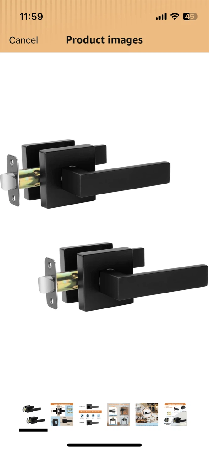 Modern Black Interior Passage Door Handle