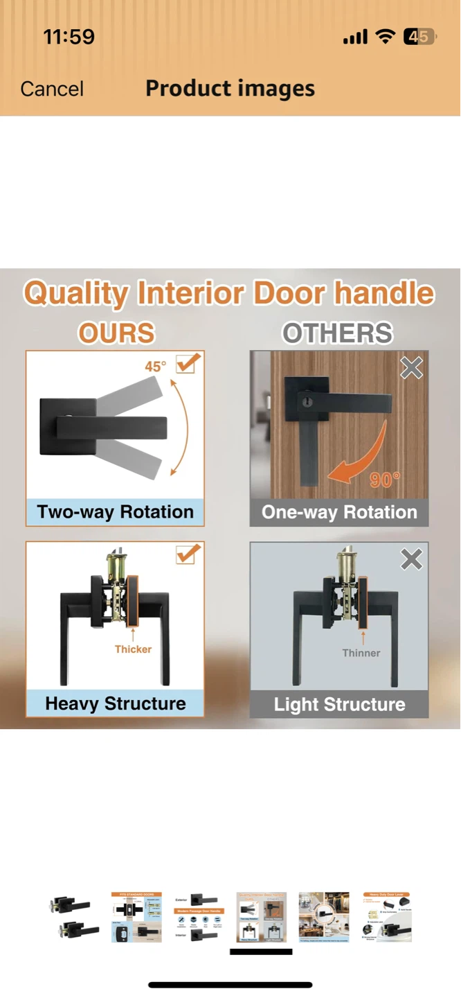 Modern Black Interior Passage Door Handle - photo 4