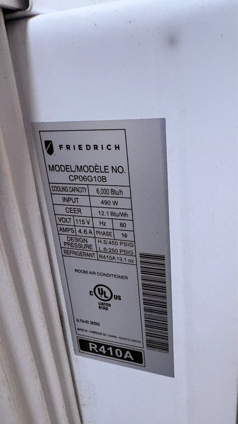 Friedrich Room Air Conditioner 6000BTU - photo 4