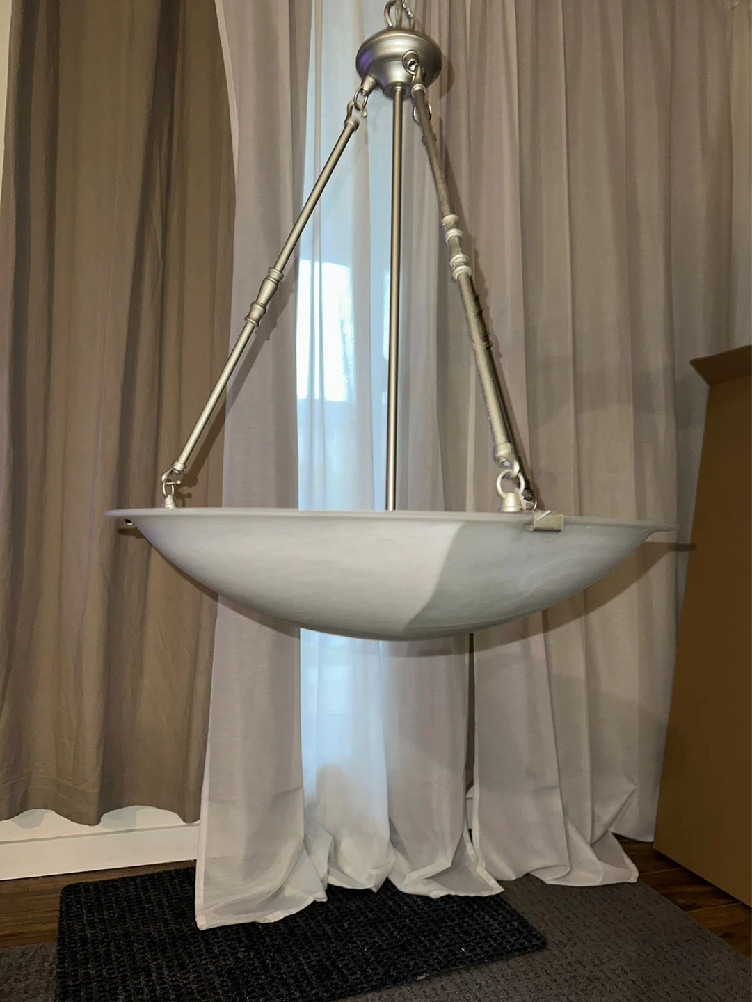 Satin Nickel Bowl Pendant Light Fixture - photo 2