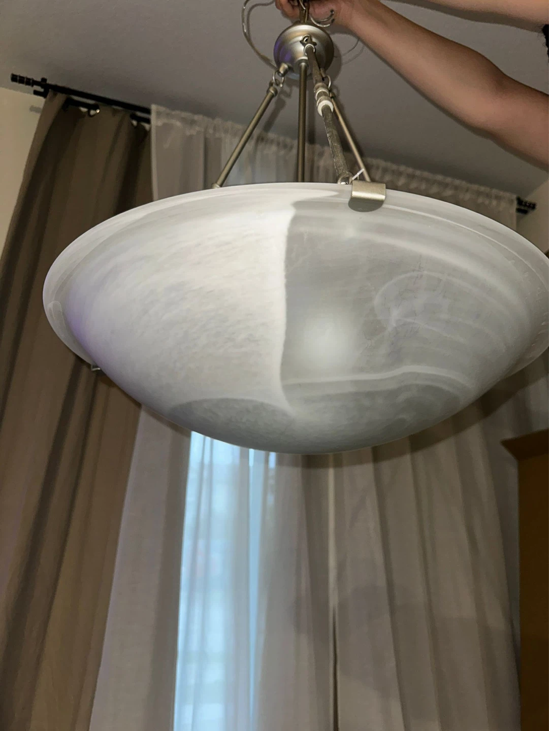 Satin Nickel Bowl Pendant Light Fixture