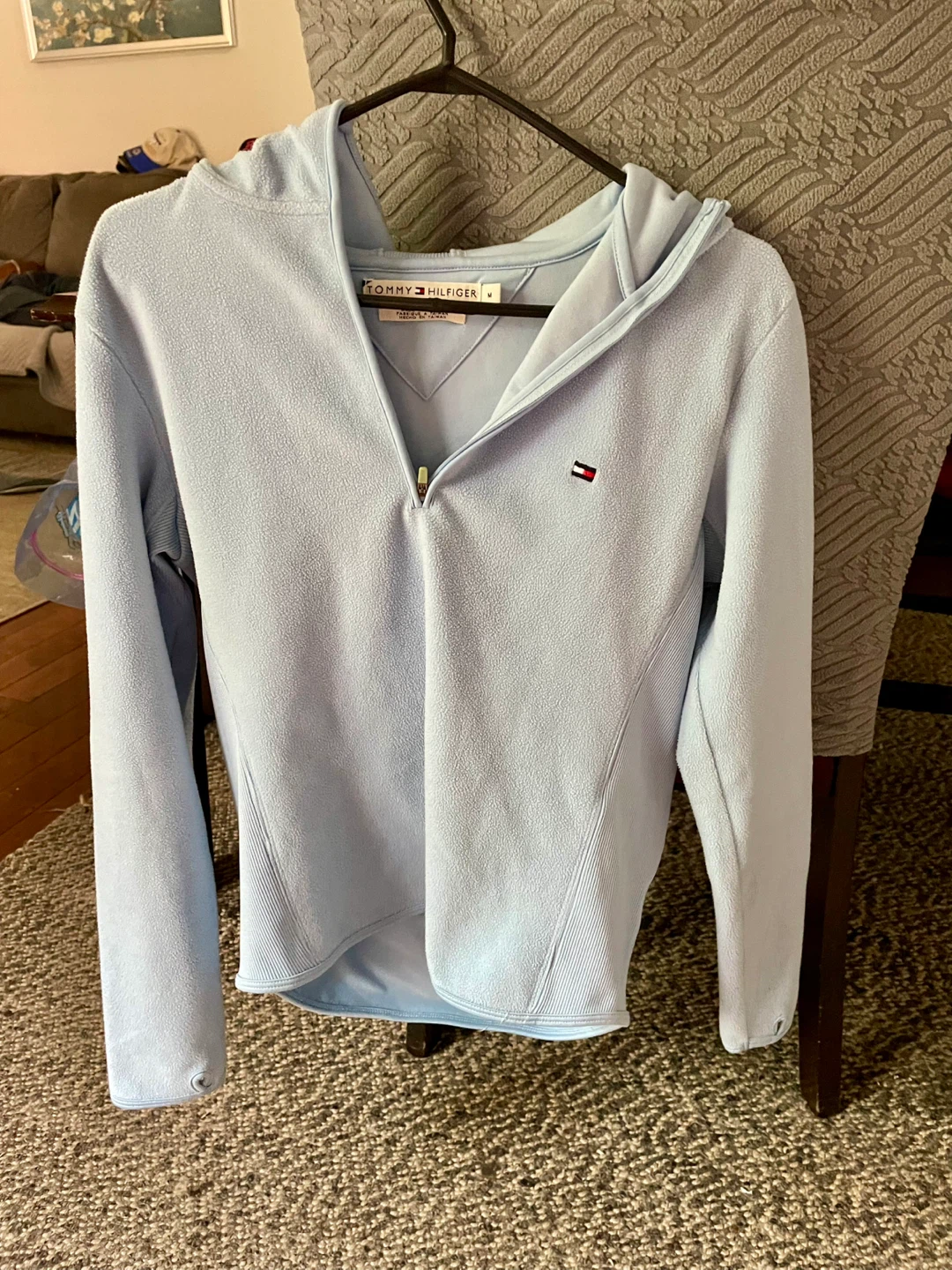 Tommy Hilfiger Quarter Zip Fleece Sweater - Light Blue - Size M