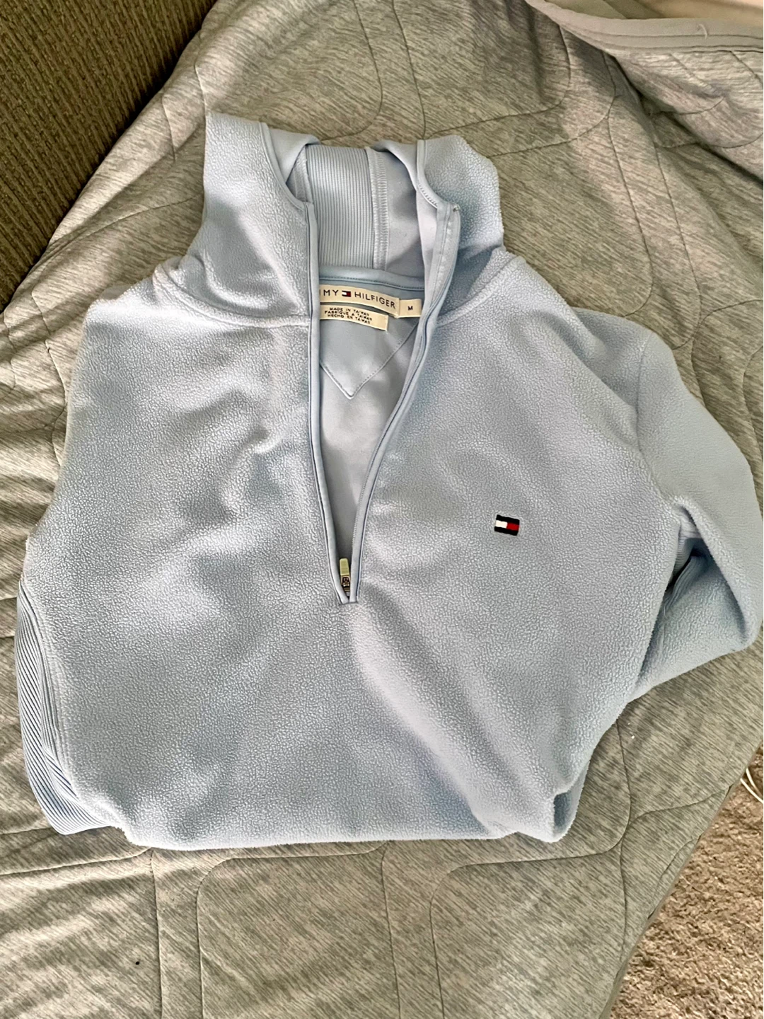 Tommy Hilfiger Quarter Zip Fleece Sweater - Light Blue - Size M - photo 3