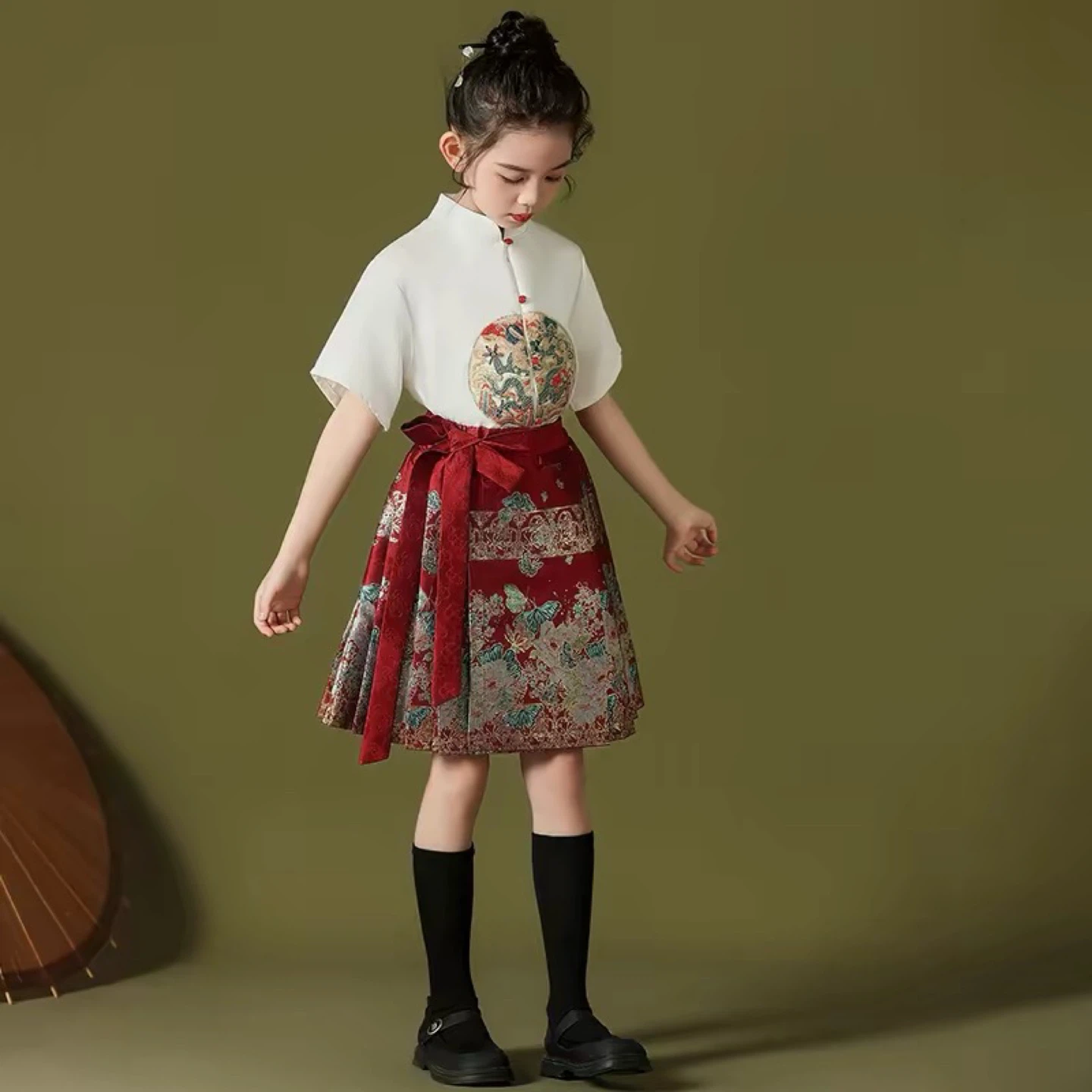 Children's Mandarin Collar Shirt and Skirt Set - photo 3
