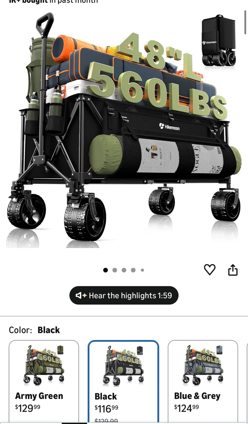 HikeMoon Folding Outdoor Camping Cart Wagon - photo 2