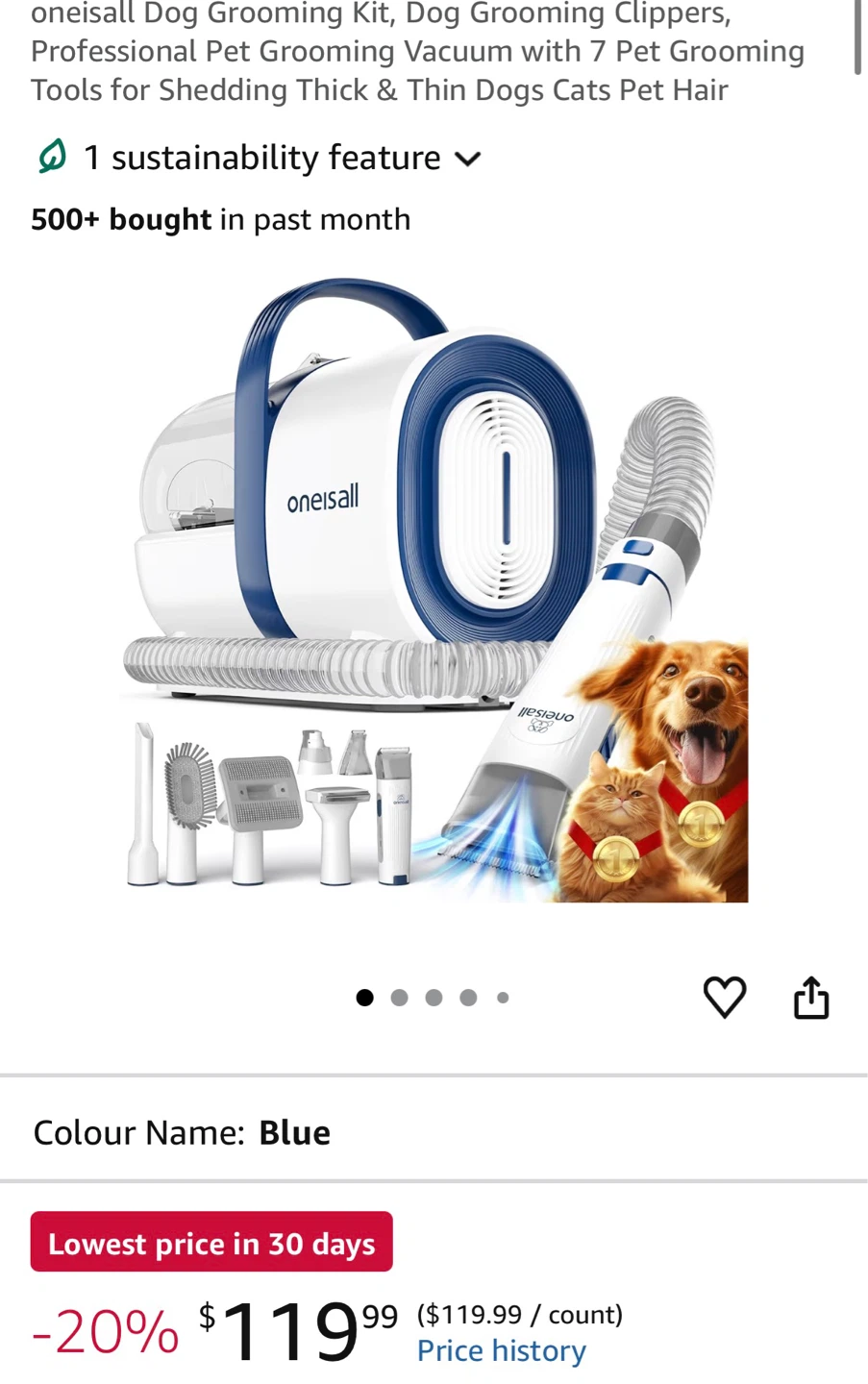 Oneisall Pet Grooming Kit & Vacuum LM2