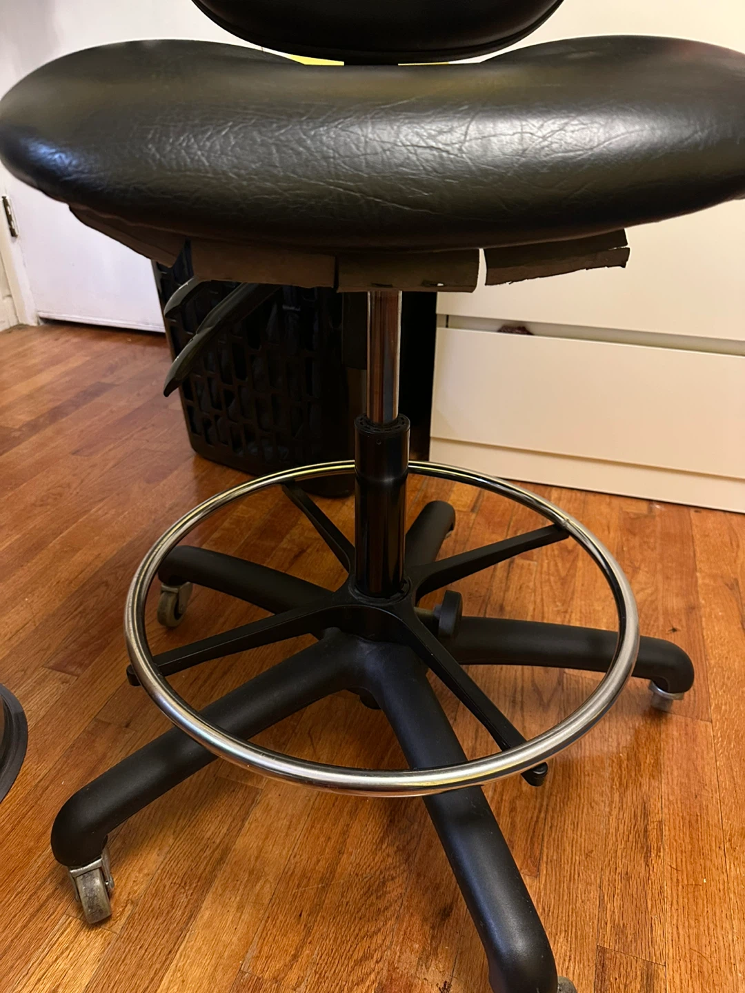Black Drafting Stool with Footrest - photo 5