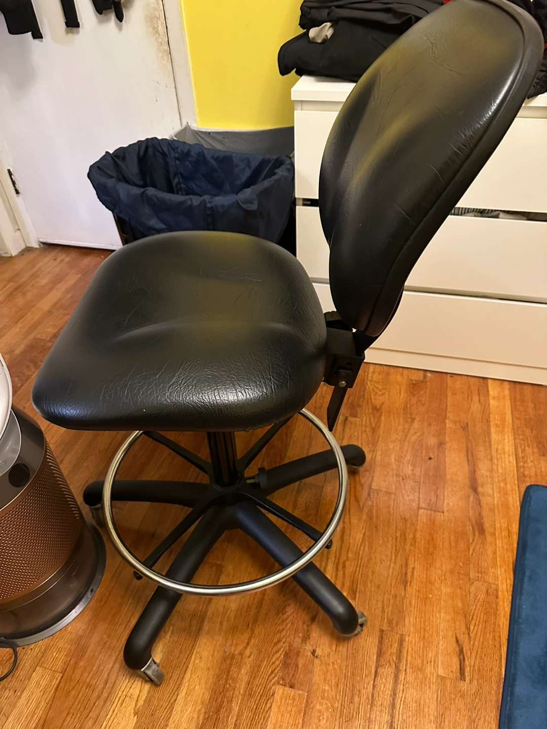 Black Drafting Stool with Footrest - photo 2