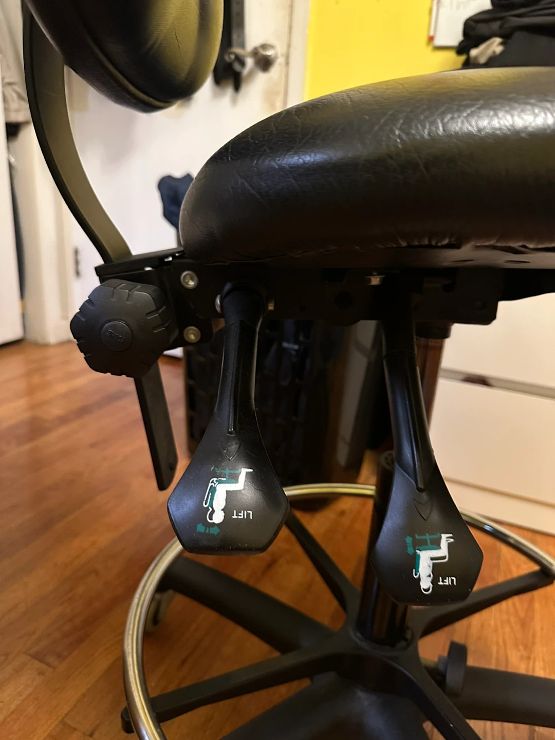 Black Drafting Stool with Footrest - photo 4