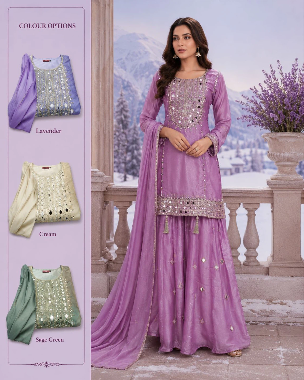 SaDora Collection Lavender Sharara Suit Set - photo 2