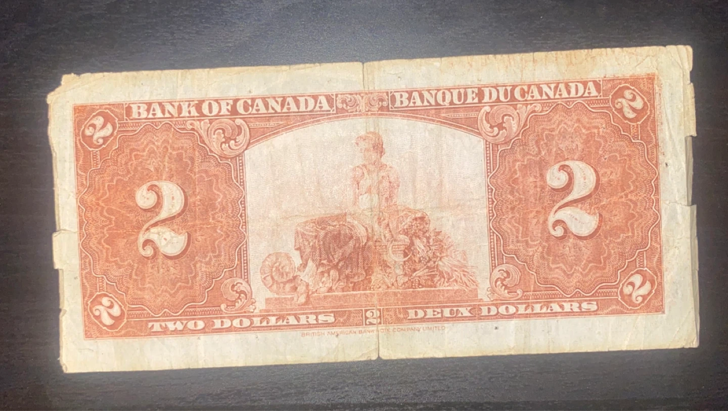 1937 Bank of Canada $2 Bill – Vintage Canadian Currency - photo 2