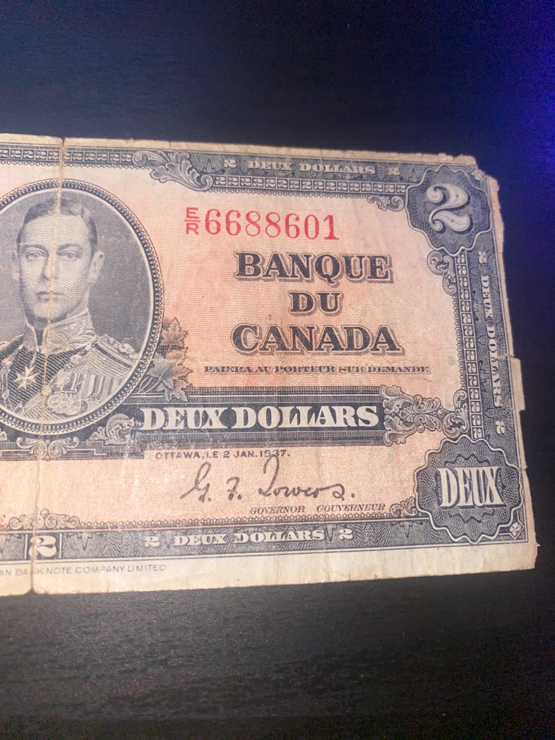 1937 Bank of Canada $2 Bill – Vintage Canadian Currency - photo 3