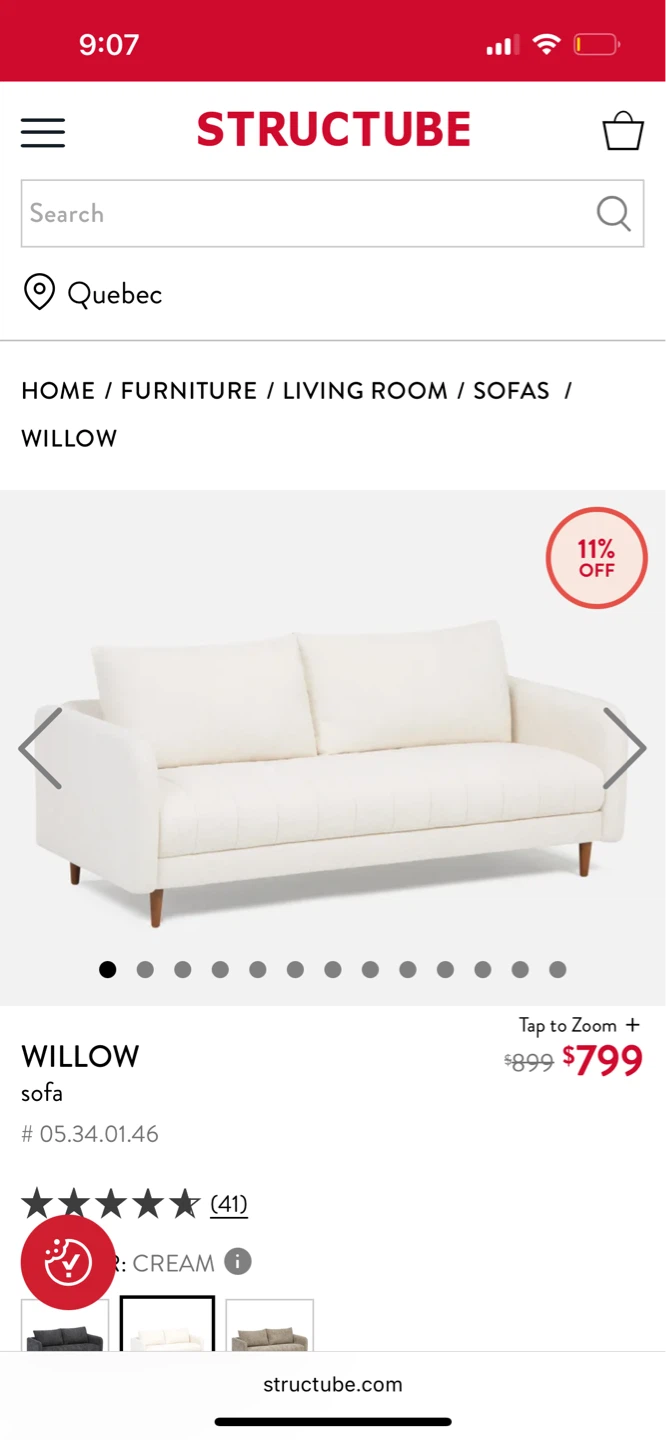 Structube Willow Sofa - Cream - photo 2