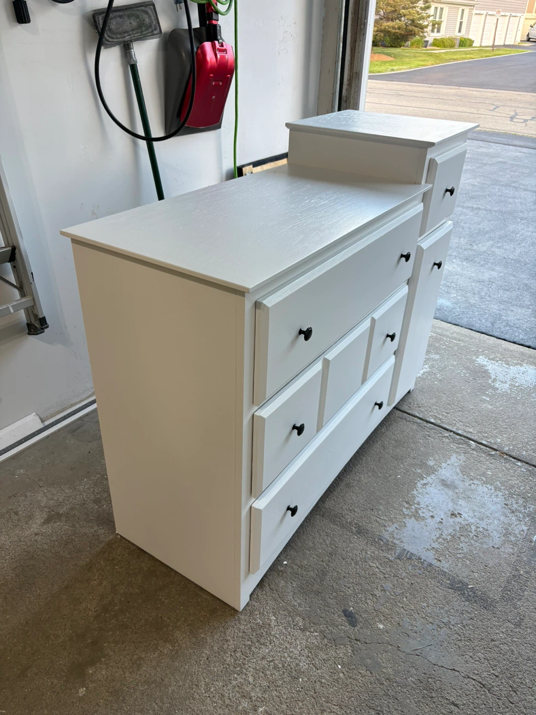 White Dresser with Drawers and Cabinet