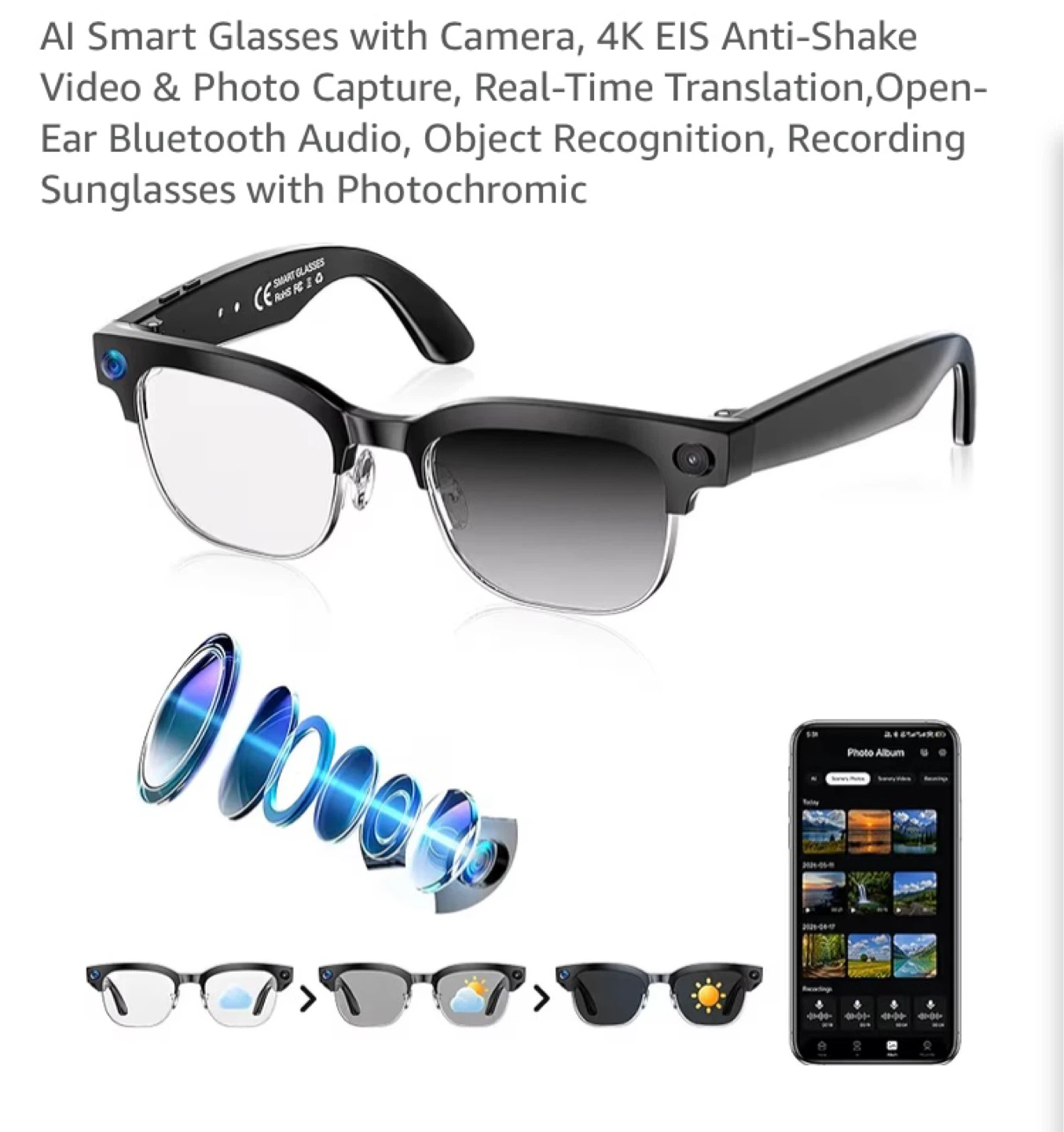 AI Smart Glasses with Camera