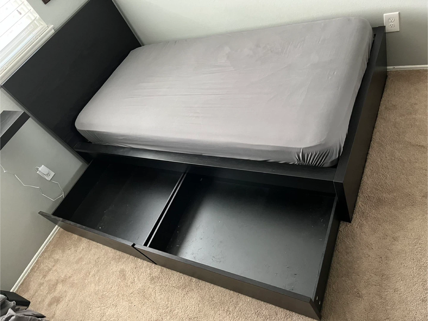 Twin Size Single IKEA Malm Bed Frame/ 2 Drawers and Mattress - photo 2