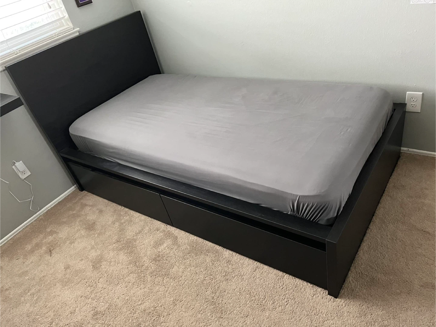 Twin Size Single IKEA Malm Bed Frame/ 2 Drawers and Mattress