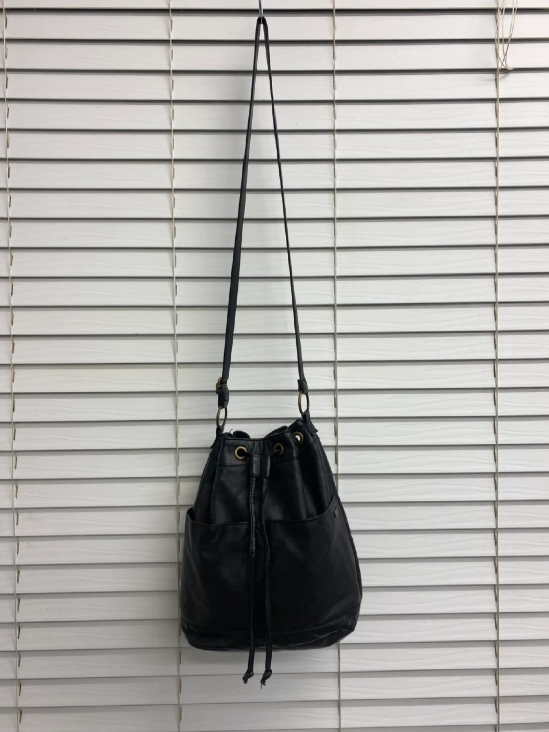 Vans Black Checkerboard Drawstring Bucket Bag