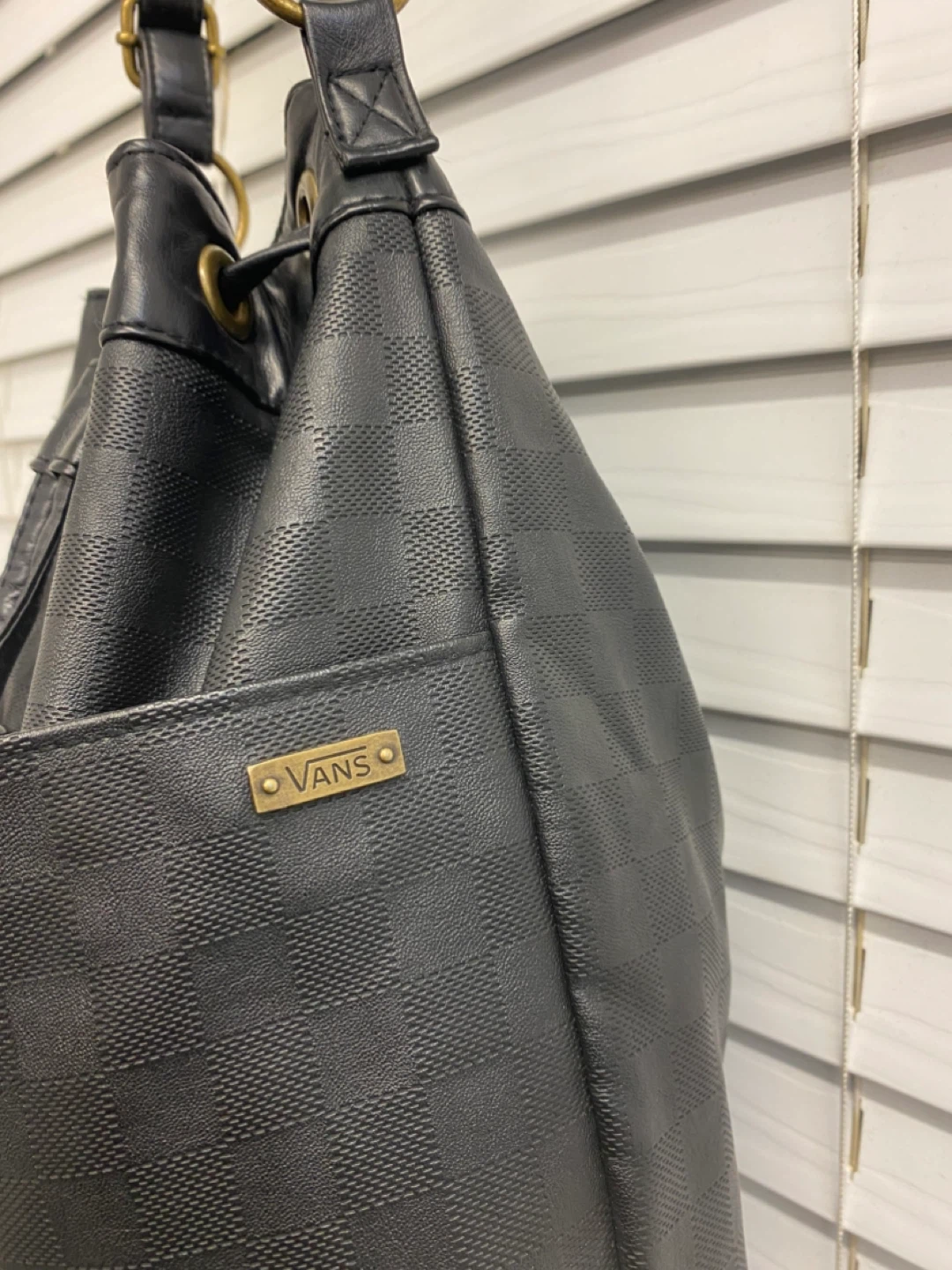 Vans Black Checkerboard Drawstring Bucket Bag - photo 3