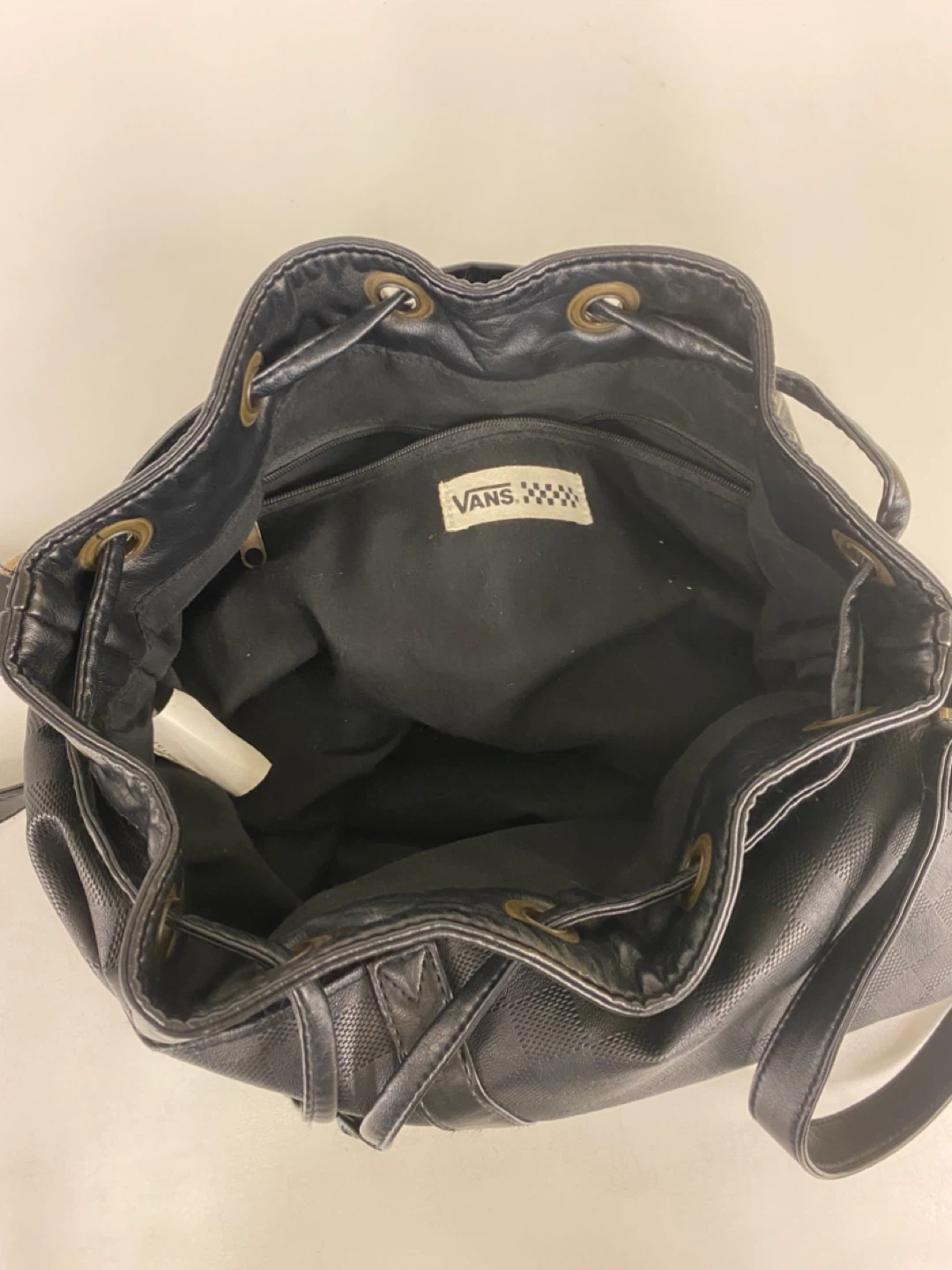 Vans Black Checkerboard Drawstring Bucket Bag - photo 5