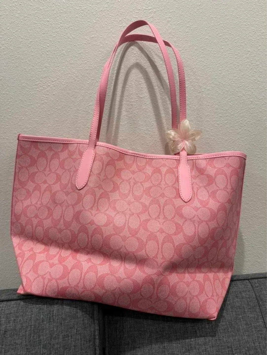 Coach Pink Signature Tote Bag with Strawberry Charm - photo 3