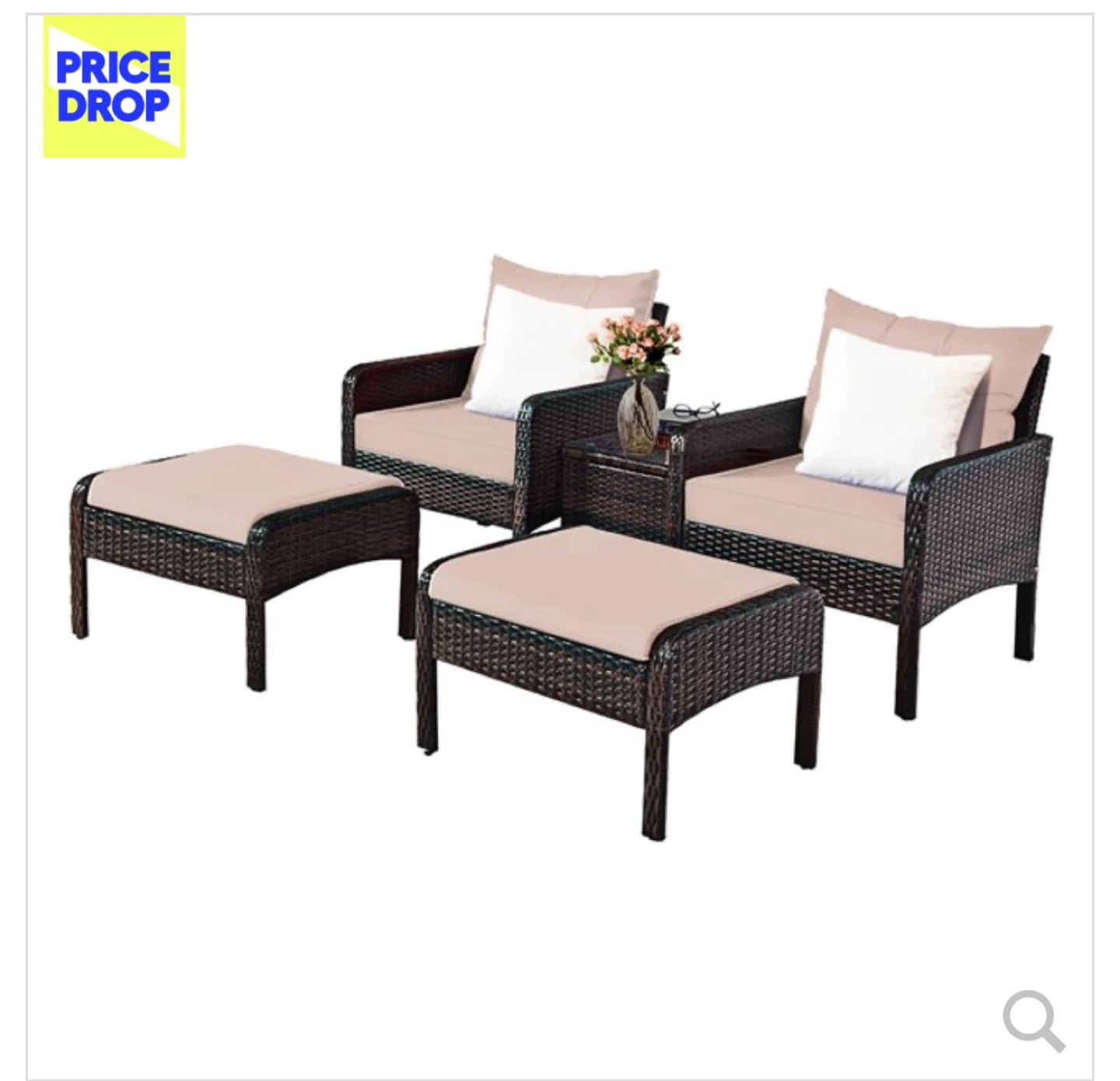 Costway Rattan Patio Conversation Set - 5-Piece - photo 2