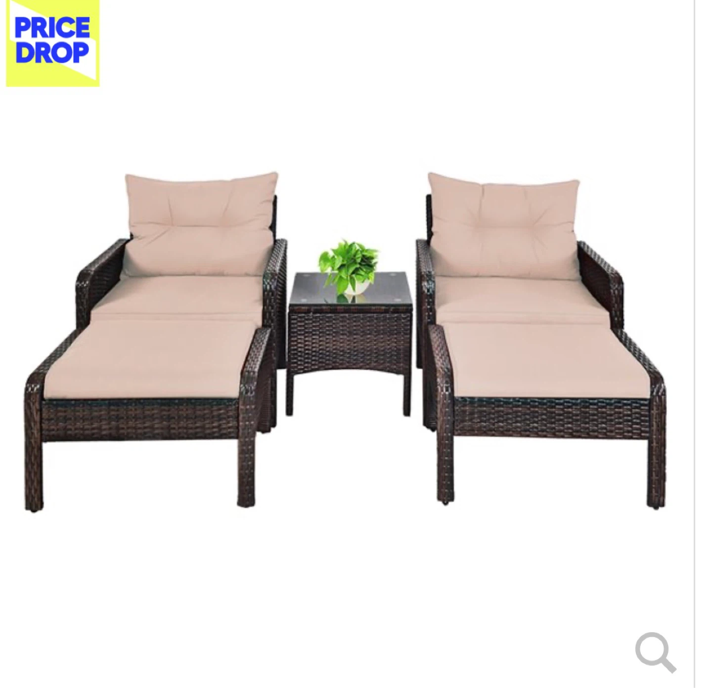Costway Rattan Patio Conversation Set - 5-Piece - photo 3