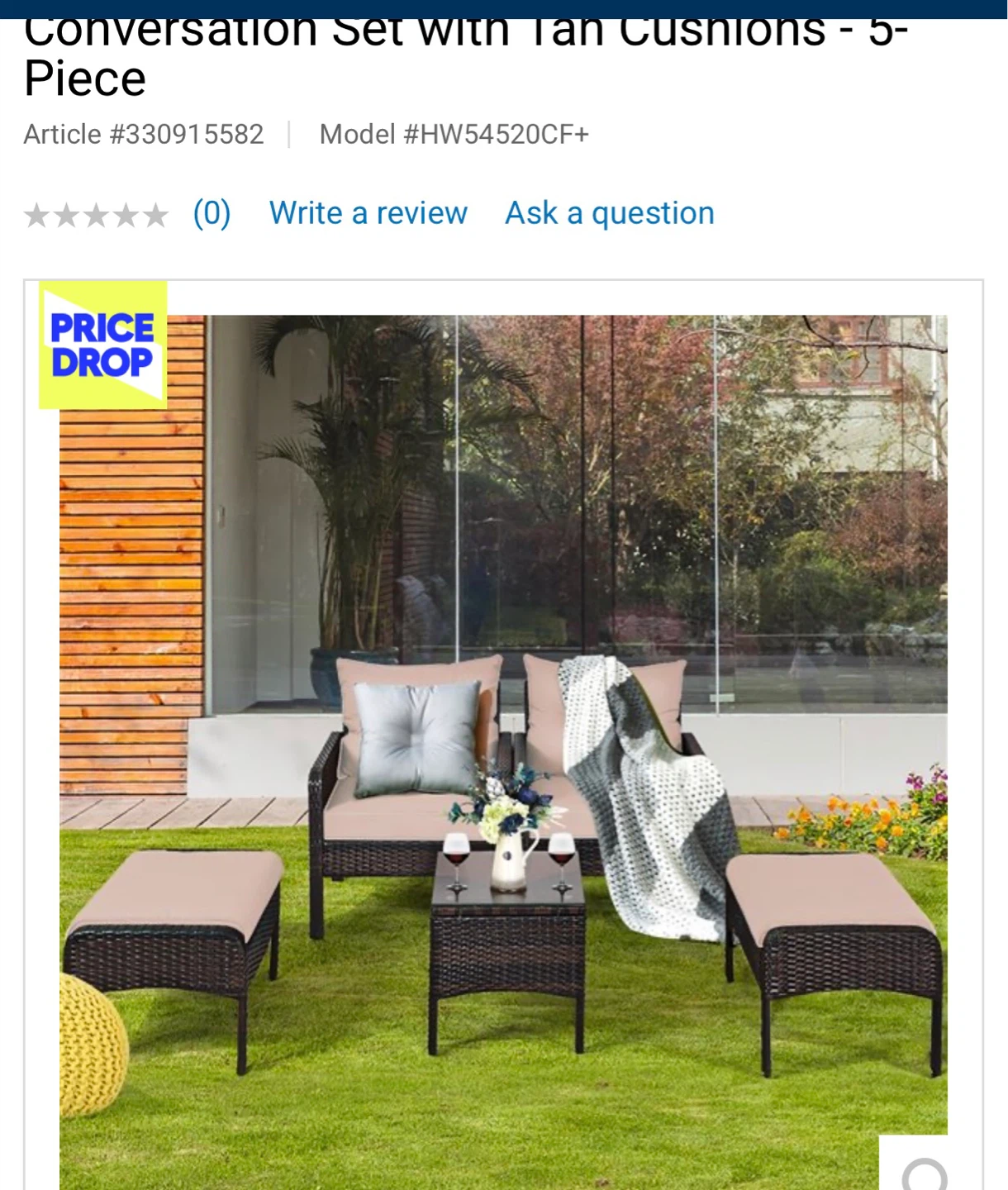 Costway Rattan Patio Conversation Set - 5-Piece - photo 4